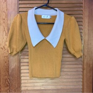 Mustard Yellow Women’s Shirt with White Collar